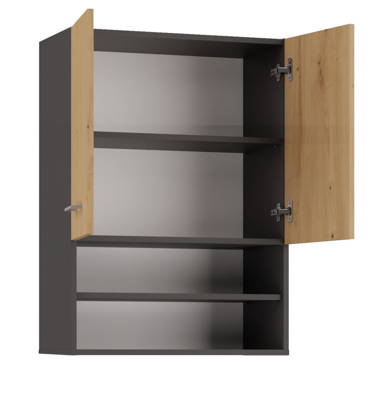 Topeshop Pola Mini DK væghængt badeværelsesskab - antracit og Artisan-eg 30 x 64 x 90 cm, 1 stk.