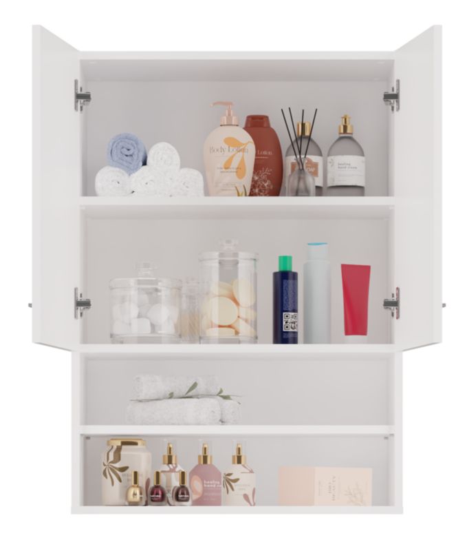 Topeshop Pola Mini DK væghængt badeværelsesskab - Mat hvid 30x64x90 cm, 1 stk.