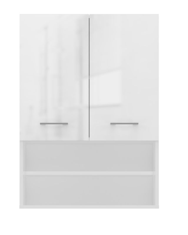 Topeshop Pola Mini DK væghængt badeværelsesskab - Højglans hvid 30 x 64 x 90 cm, 1 stk.