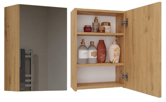 Topeshop væghængt badeværelsesskab med spejl Pola 1DL i Artisan eg 22x40x60 cm, 1 stk.