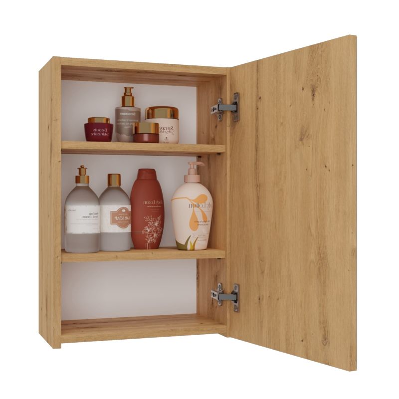Topeshop væghængt badeværelsesskab med spejl Pola 1DL i Artisan eg 22x40x60 cm, 1 stk.