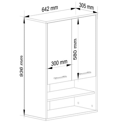 Væghængt Badeværelsesskab Hvid 64x30x94 cm 2 Døre 4 Hylder