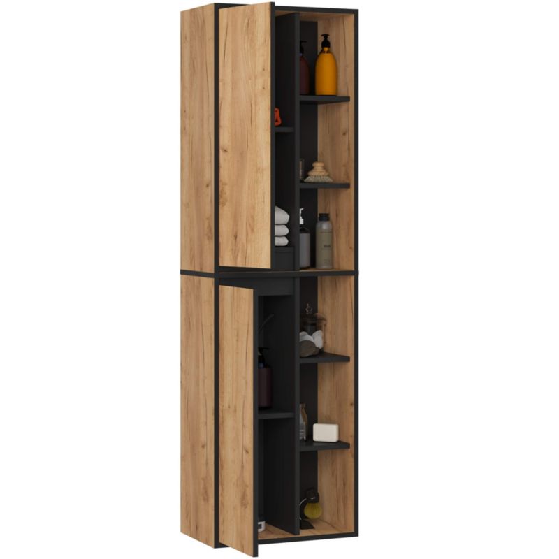 Badeværelsesskab VAMI W50 50x170x30 cm Eg Craft/Sort
