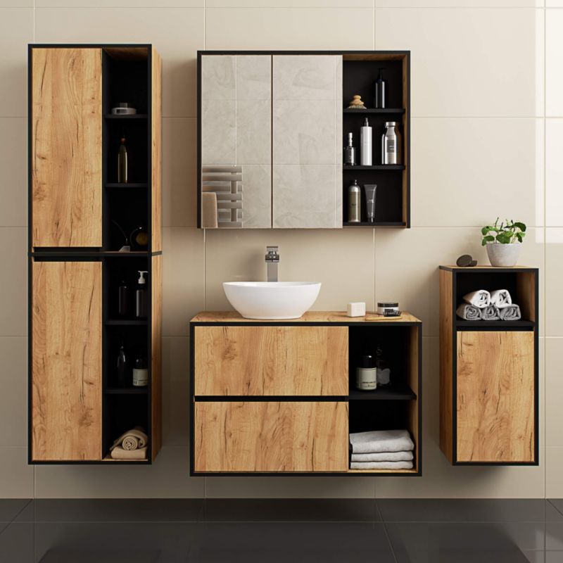 Badeværelsesskab VAMI W50 50x170x30 cm Eg Craft/Sort
