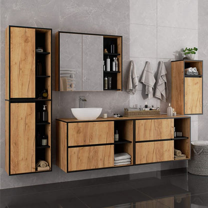 Badeværelsesskab VAMI W50 50x170x30 cm Eg Craft/Sort