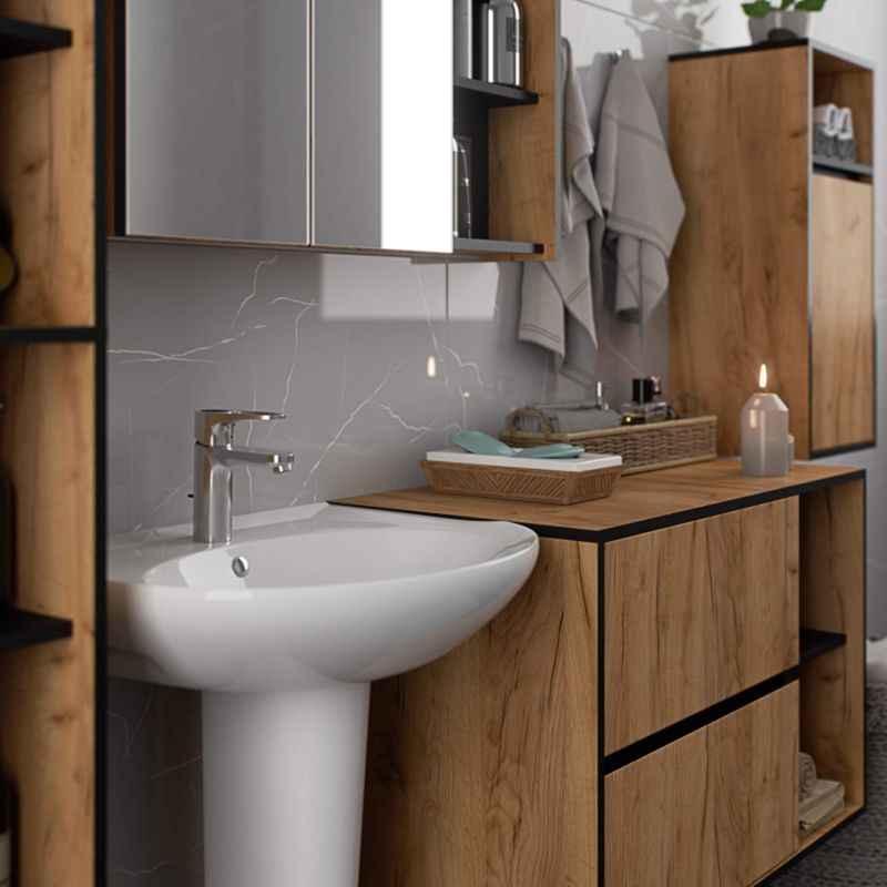 Badeværelsesskab VAMI W50 50x170x30 cm Eg Craft/Sort
