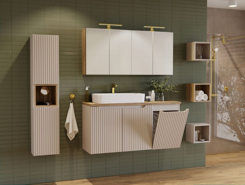 Badeværelsesskab med Vasketøjskurv Nova Kaszmir 40 cm Kasjmir Beige | 5906667162721