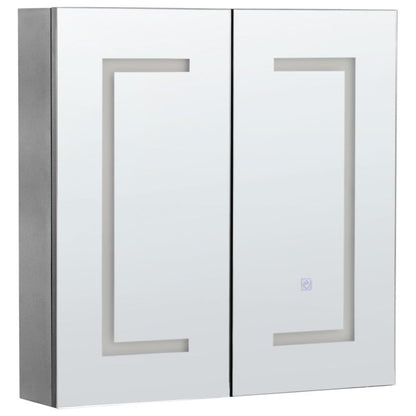 Badeværelsesskab med LED-spejl 60x60x12 cm Sort | MAZARREDO