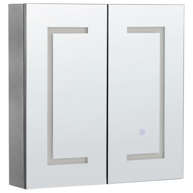 Badeværelsesskab med LED-spejl 60x60x12 cm Sort | MAZARREDO