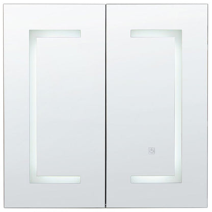 Badeværelsesskab med LED-spejl 60x60x12 cm Sort | MAZARREDO