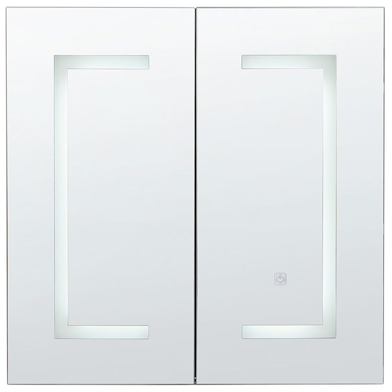 Badeværelsesskab med LED-spejl 60x60x12 cm Sort | MAZARREDO