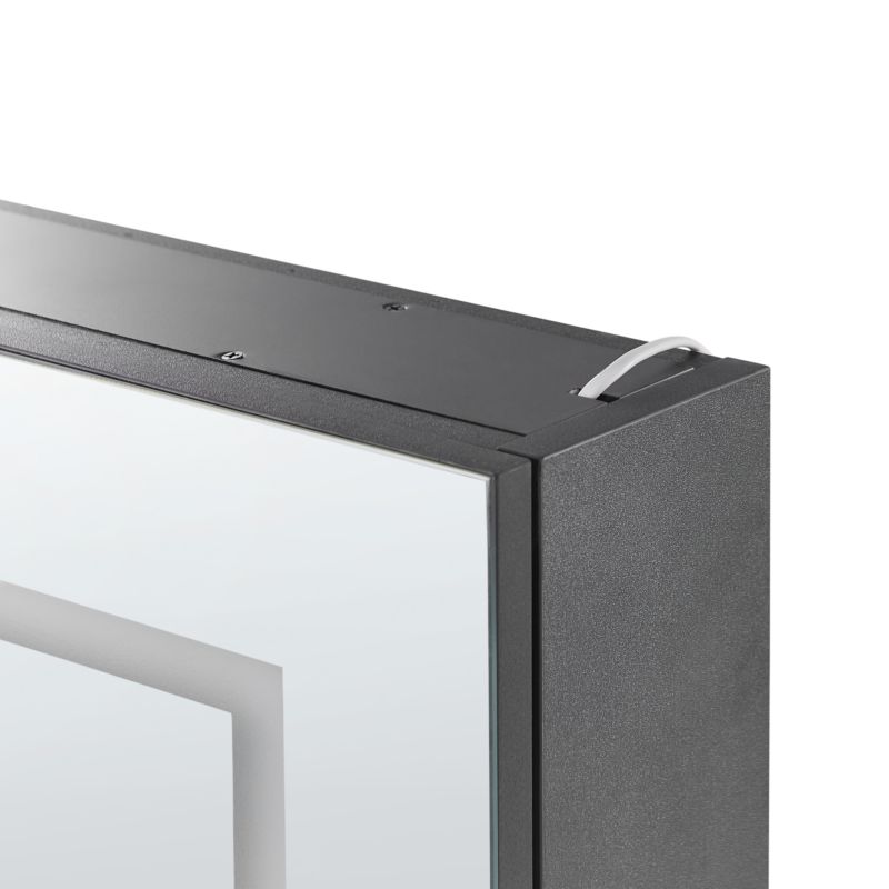 Badeværelsesskab med LED-spejl 60x60x12 cm Sort | MAZARREDO