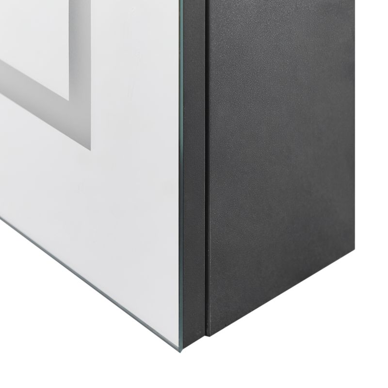 Badeværelsesskab med LED-spejl 60x60x12 cm Sort | MAZARREDO
