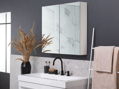 Badeværelsesskab med spejl Navarra 80x70x14 cm Hvid | 4251682264518