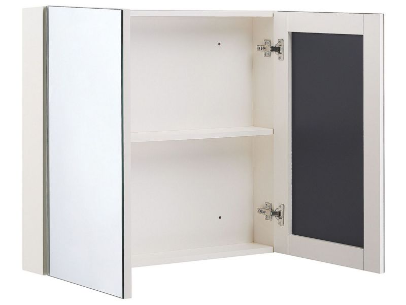 Badeværelsesskab med spejl Navarra 80x70x14 cm Hvid | 4251682264518