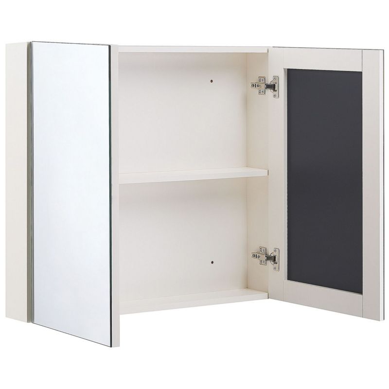 Badeværelsesskab med spejl Navarra 80x70x14 cm Hvid | 4251682264518