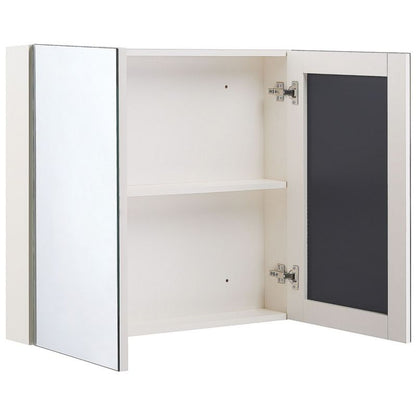 Badeværelsesskab med spejl Navarra 80x70x14 cm Hvid | 4251682264518