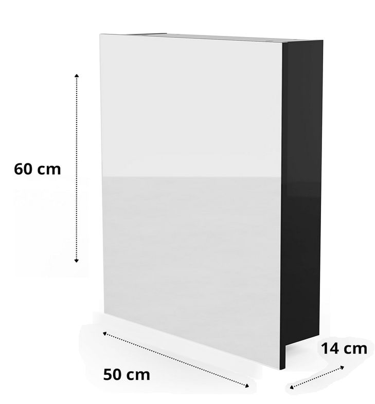 Badeværelsesspejlskab 50 x 60 x 14 cm Sort med Stille Lukning