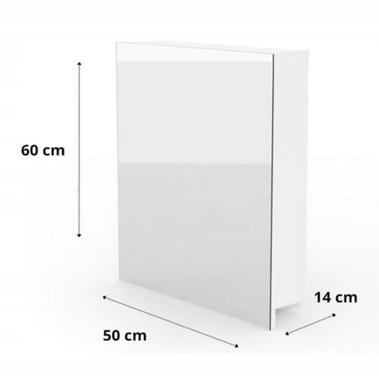 Badeværelsesskab med Spejl 50 x 60 x 14 cm Hvid LED-Belysning | 5905811293809