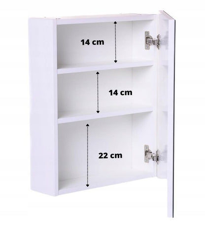 Badeværelsesskab med Spejl 50 x 60 x 14 cm Hvid LED-Belysning | 5905811293809