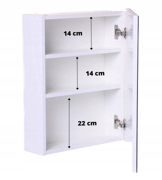 Badeværelsesskab med Spejl 50 x 60 x 14 cm Hvid LED-Belysning | 5905811293809