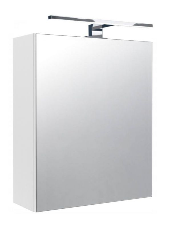 Badeværelsesskab med Spejl og LED-lys 50x60x18,7 cm Hvid