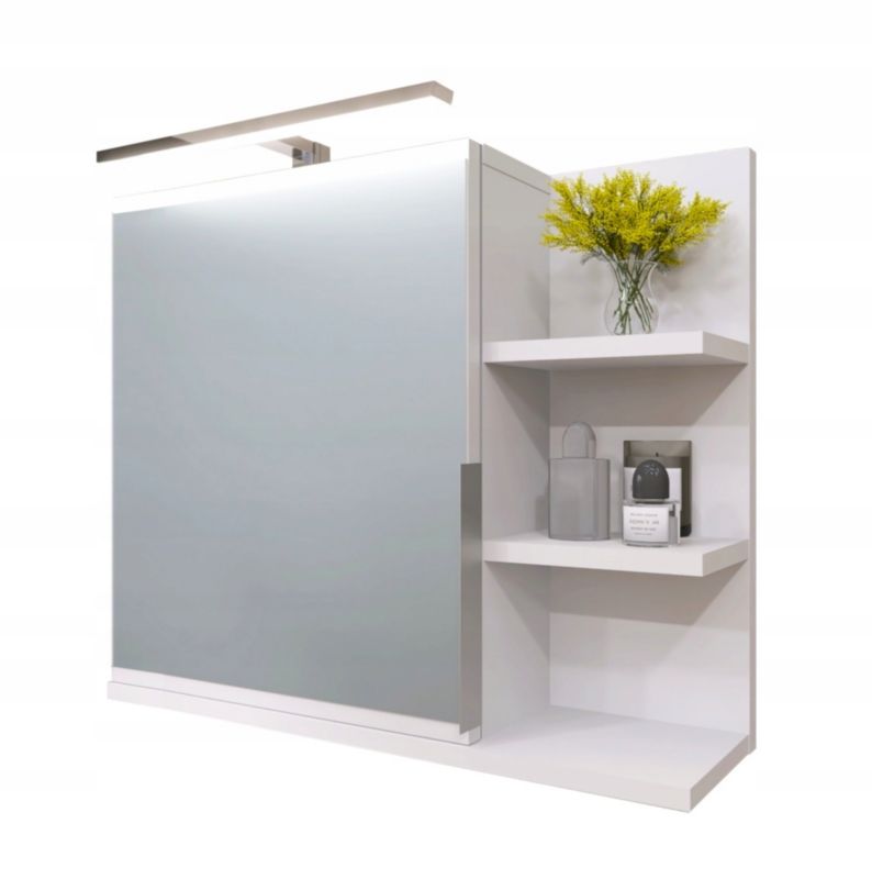 Badeværelsesskab med spejl og LED 60x50x14 cm Hvid