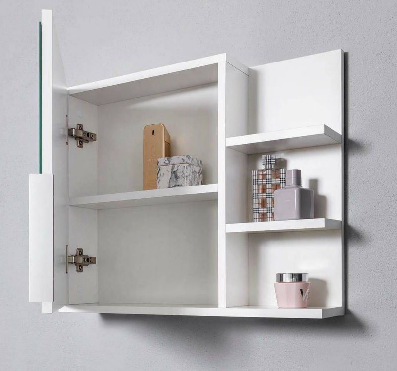 Badeværelsesskab med spejl og LED 60x50x14 cm Hvid