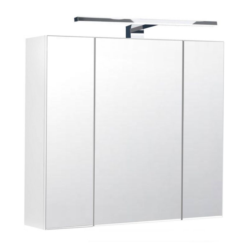 Badeværelsesskab med Spejl og LED 60 x 55 x 15 cm Hvid 3 Døre