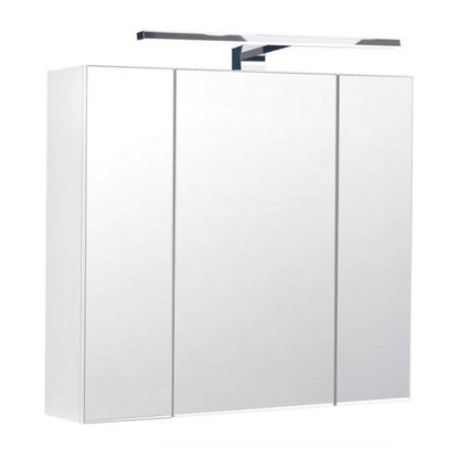Badeværelsesskab med Spejl og LED 60 x 55 x 15 cm Hvid 3 Døre