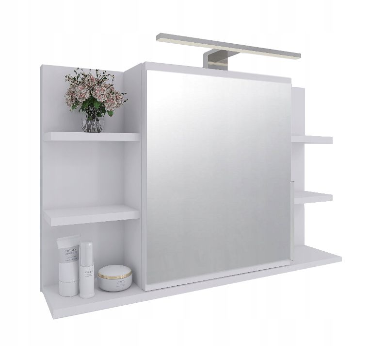 Badeværelsesskab med spejl og LED 80x50x14 cm Hvid