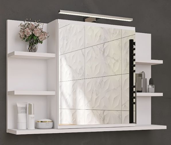 Badeværelsesskab med spejl og LED 80x50x14 cm Hvid