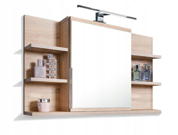 Badeværelsesskab med Spejl og LED 80 x 50 x 14 cm Egetræ Sonoma