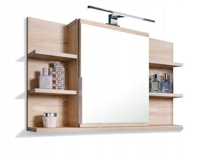 Badeværelsesskab med Spejl og LED 80 x 50 x 14 cm Egetræ Sonoma