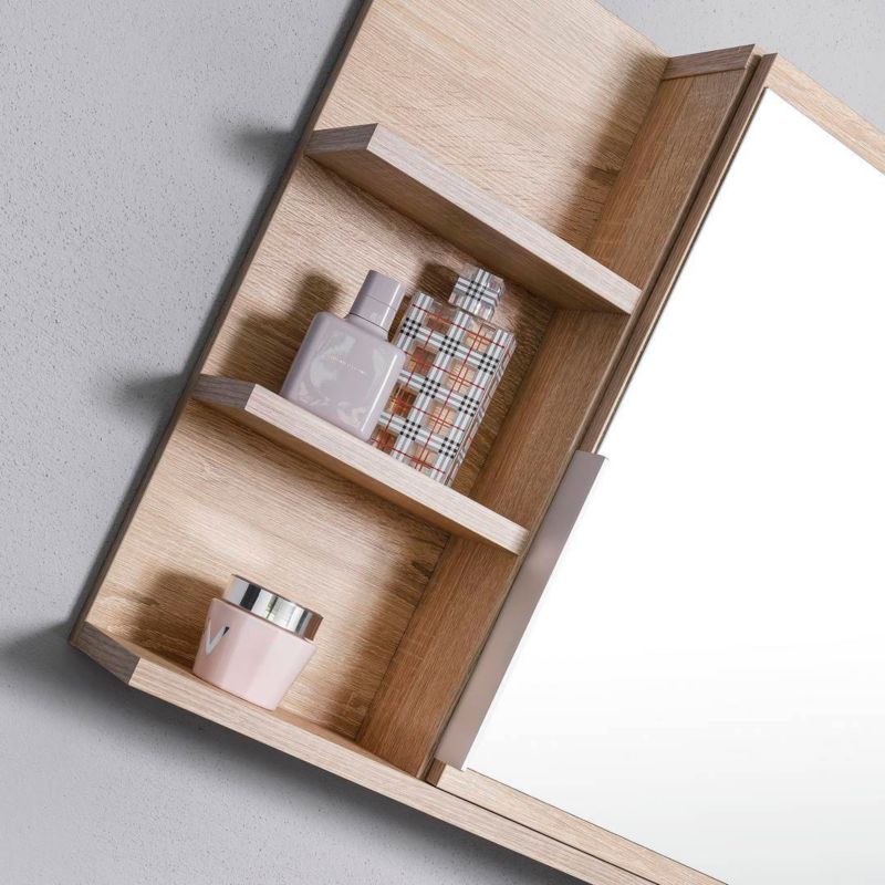 Badeværelsesskab med Spejl og LED 80 x 50 x 14 cm Egetræ Sonoma