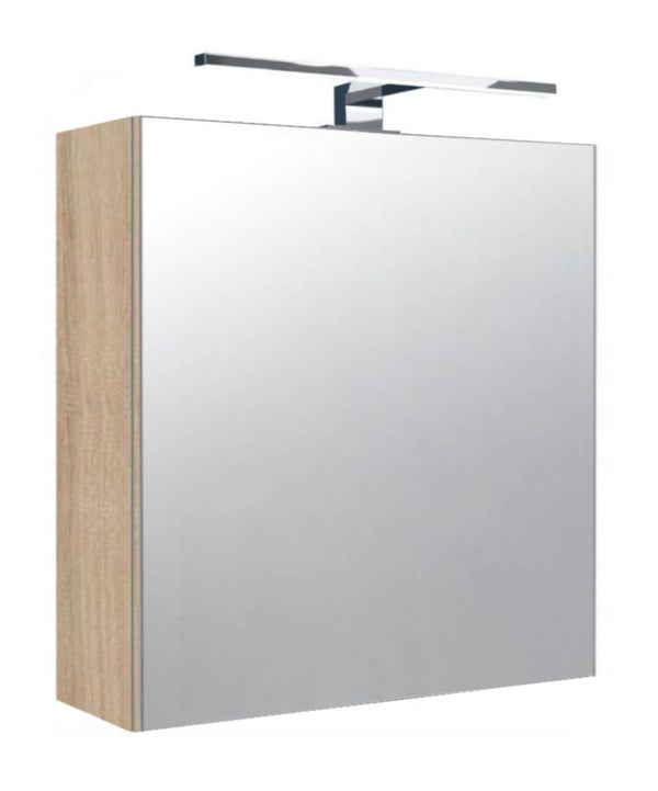 Badeværelsesskab med Spejl og LED 60x60 cm Sonoma Eg | 5904006837811