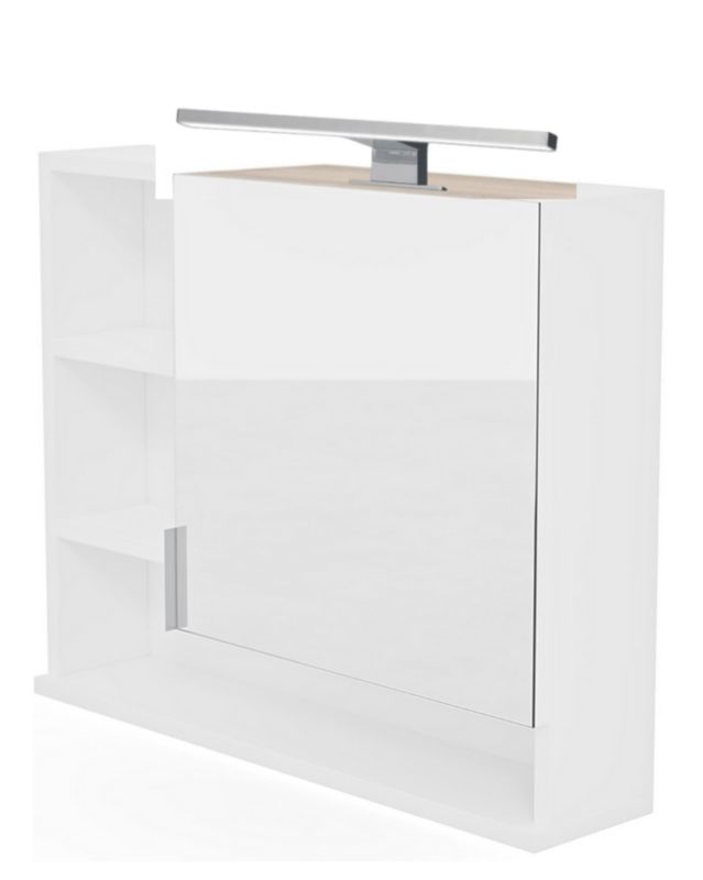 Badeværelsesskab med Spejl og LED 60x50x14 cm Hvid Venstrehængt