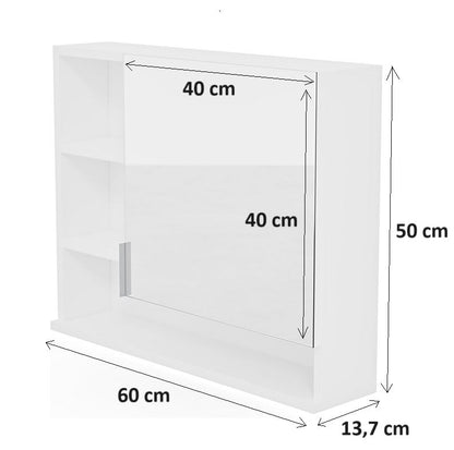 Badeværelsesskab med Spejl og LED 60x50x14 cm Hvid Venstrehængt