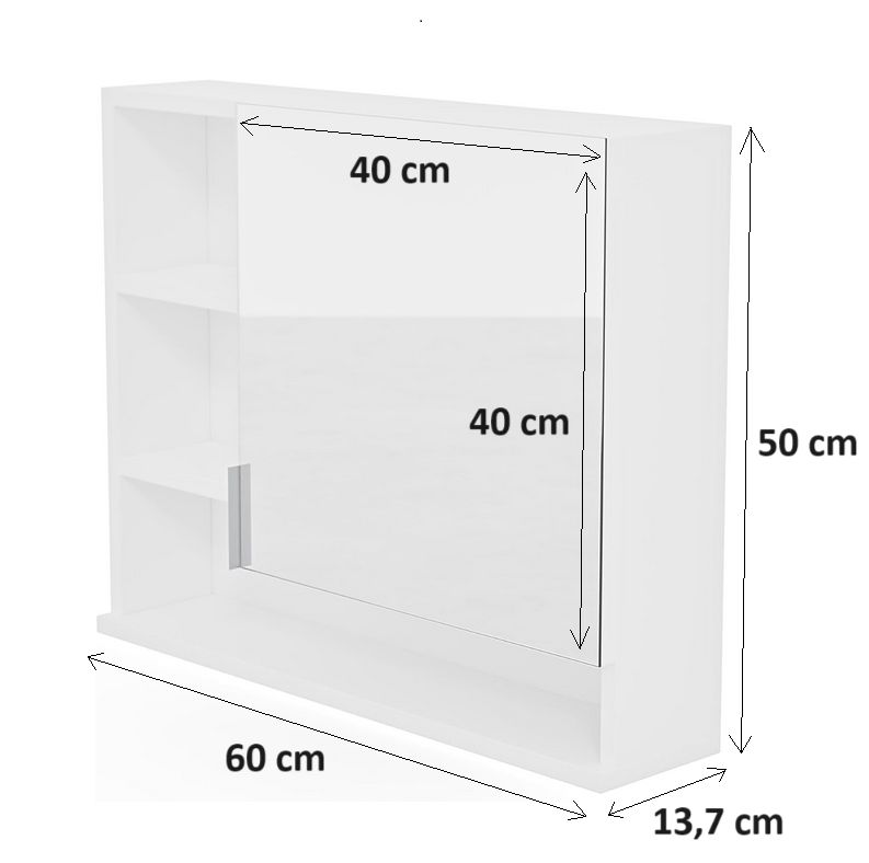 Badeværelsesskab med Spejl og LED 60x50x14 cm Hvid Venstrehængt