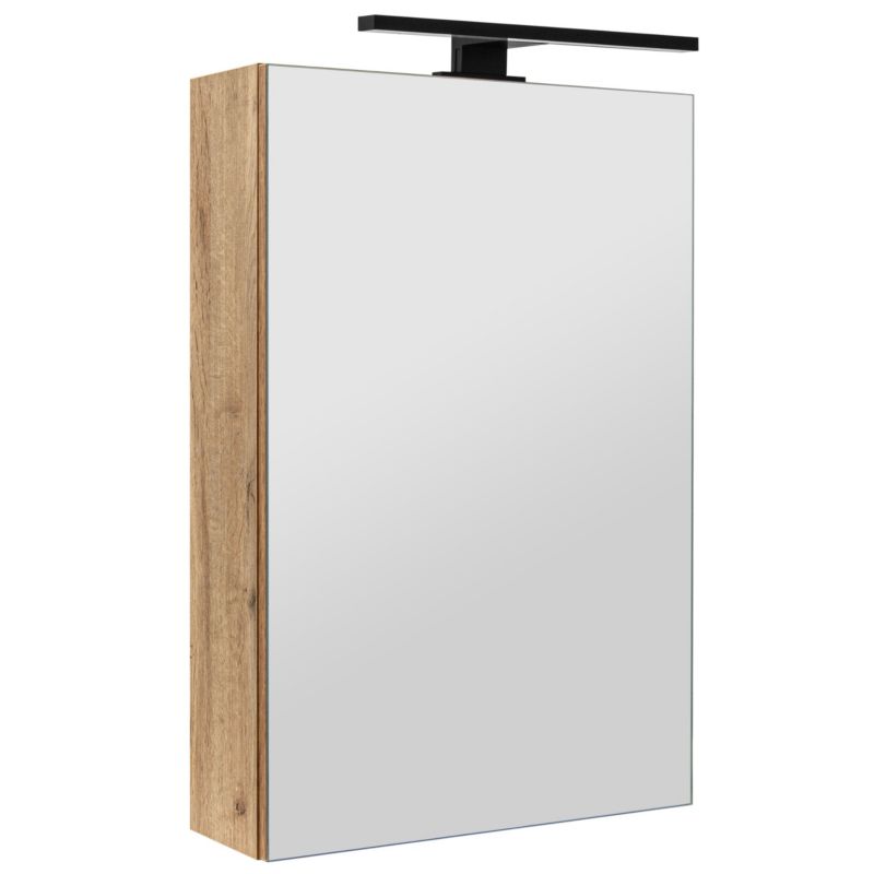 Badeværelsesskab med Spejl 40 cm Eg Wotan Sort LED