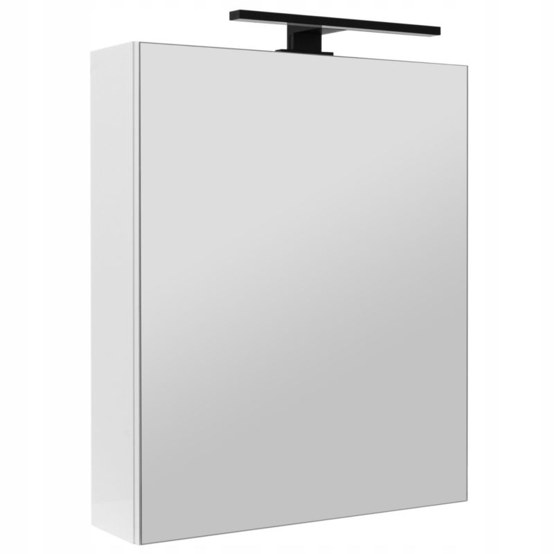 Badeværelsesskab med Spejl 50x60 cm Hvid Højglans inkl. LED-lys