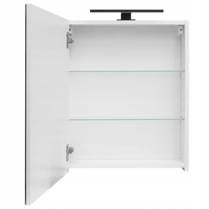Badeværelsesskab med Spejl 50x60 cm Hvid Højglans inkl. LED-lys