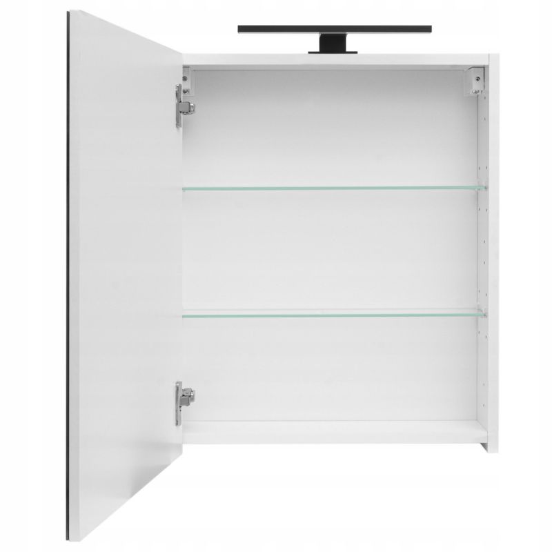 Badeværelsesskab med Spejl 50x60 cm Hvid Højglans inkl. LED-lys