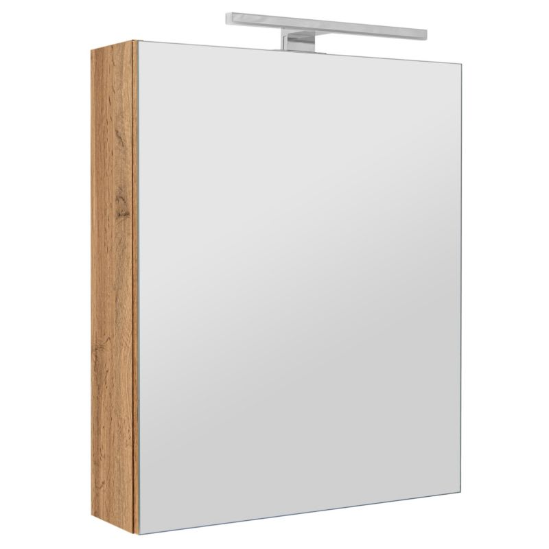 Spejlskab med LED 50 cm Egetræ Wotan Hvid