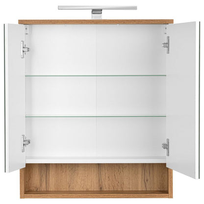 Spejlskab med LED 60 cm Hvid Mat/Wotan Eg
