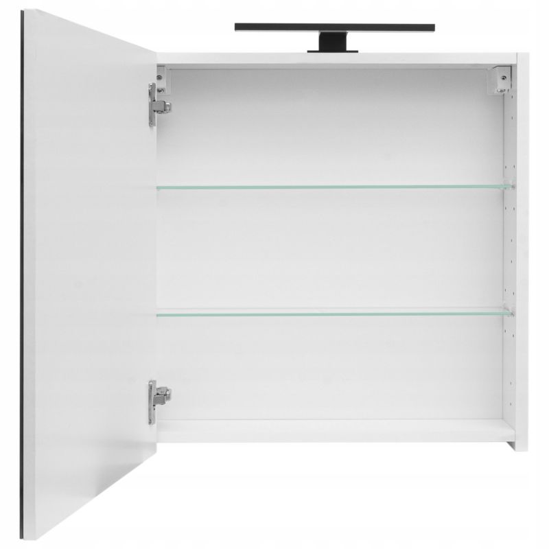 Badeværelsesskab med Spejl 60 cm Hvid Højglans LED-Lys