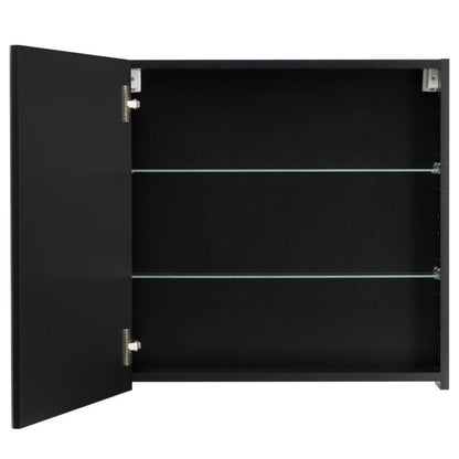 Spejlskab 60 cm Sort Mat med 2 Glasplader