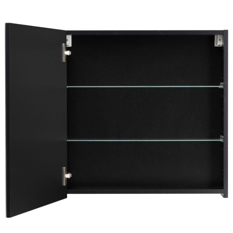 Spejlskab 60 cm Sort Mat med 2 Glasplader