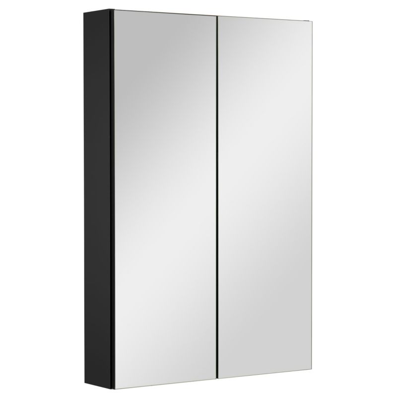 Badeværelsesskab med Spejl 60x90x14 cm Sort Mat | 5905369501654