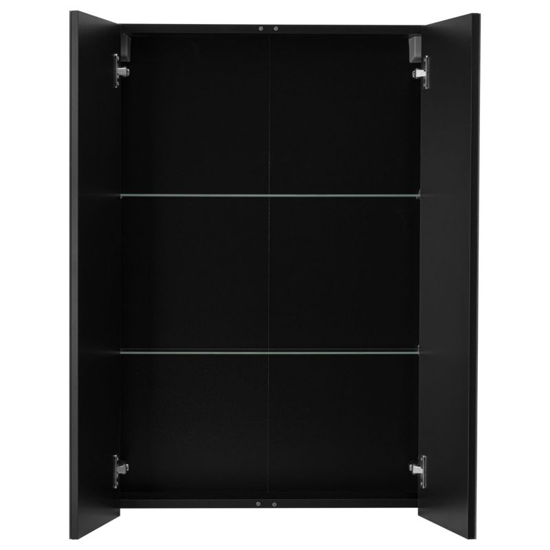 Badeværelsesskab med Spejl 60x90x14 cm Sort Mat | 5905369501654